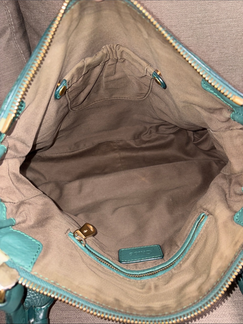 Chloé Marcie Green Teal Leather Satchel with Shoulder Strap & COA - Picture 10 of 13
